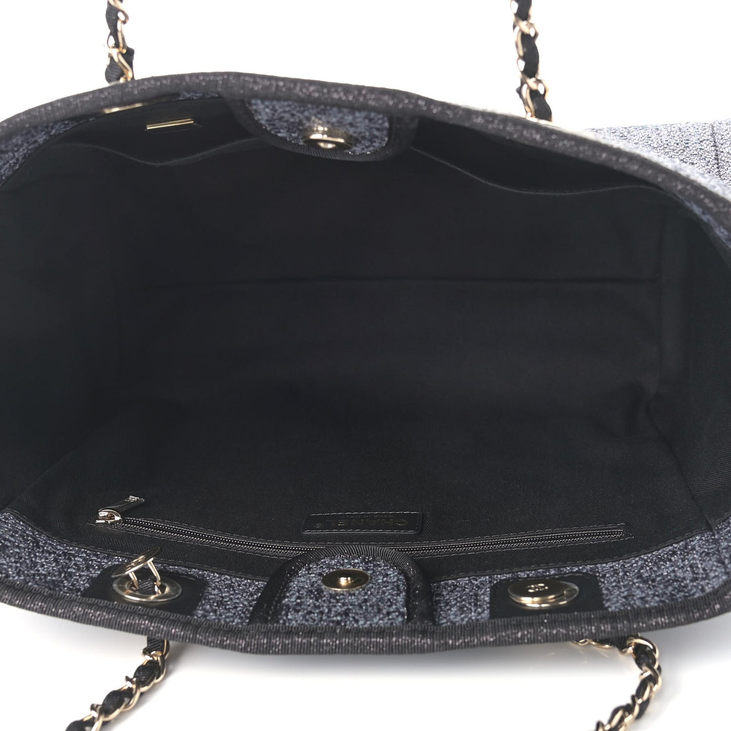 Lurex Boucle Small Deauville Tote Grey