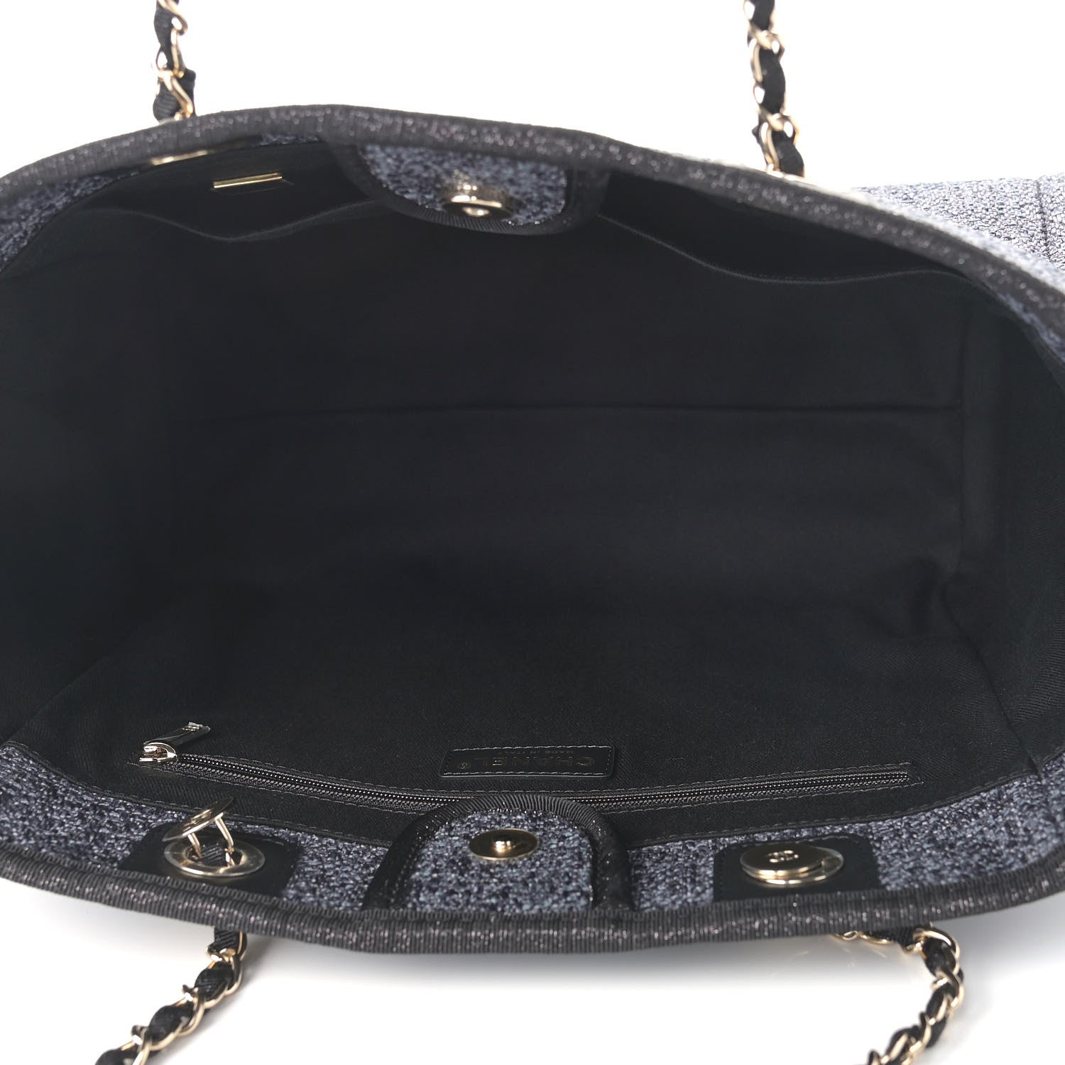 Chanel Lurex Boucle Small Deauville Tote Grey 5 of 9