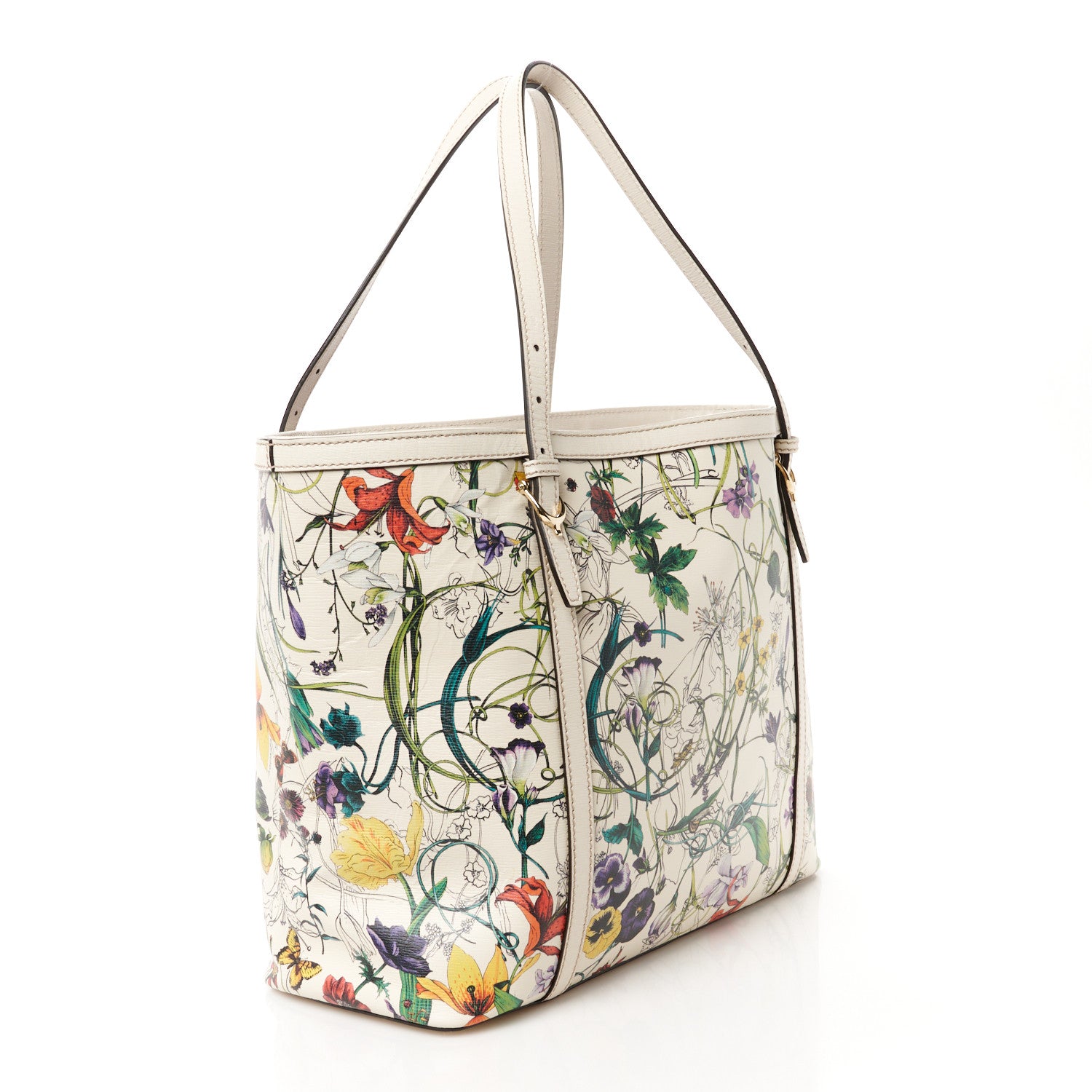 Gucci Calfskin Flora Infinity Medium Nice Tote Off White 3 of 11