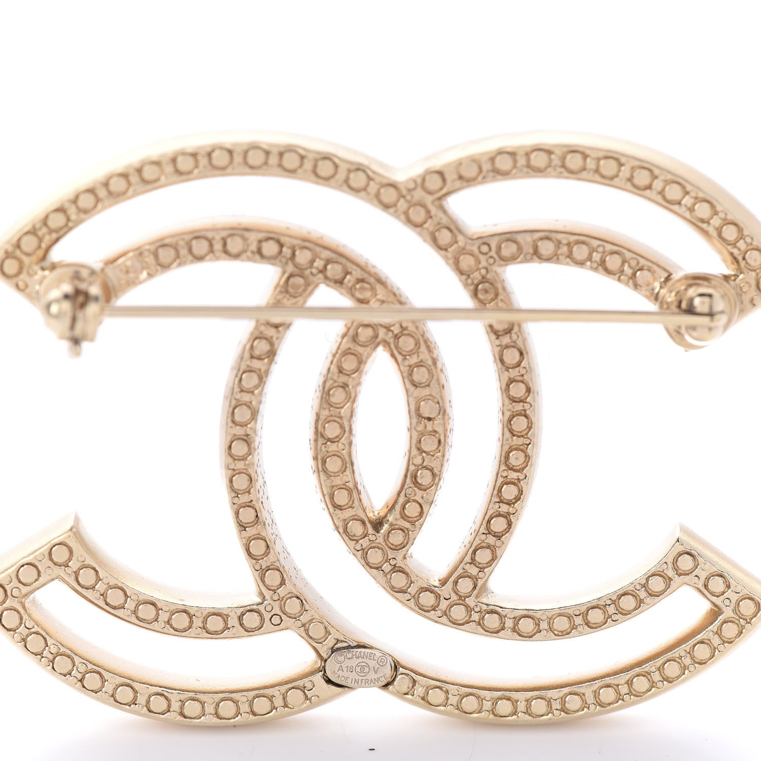 Chanel Crystal CC Brooch Light Gold 4 of 5