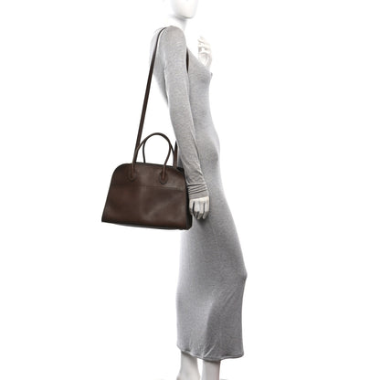 The Row Polished Saddle Calfskin Soft Margaux 12 Dark Brown 2 of 9