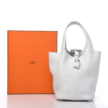 Hermes Taurillon Clemence Picotin Lock 18 PM White 10 of 10