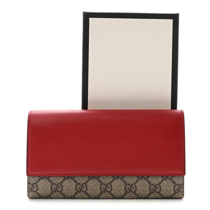Gucci GG Supreme Monogram Calfskin Continental Wallet Beige Ebony Hibiscus Red New Rosette 8 of 8