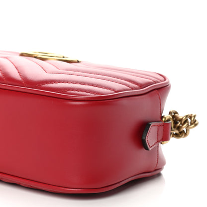 Gucci Calfskin Matelasse Small GG Marmont Chain Shoulder Bag Hibiscus Red 11 of 11