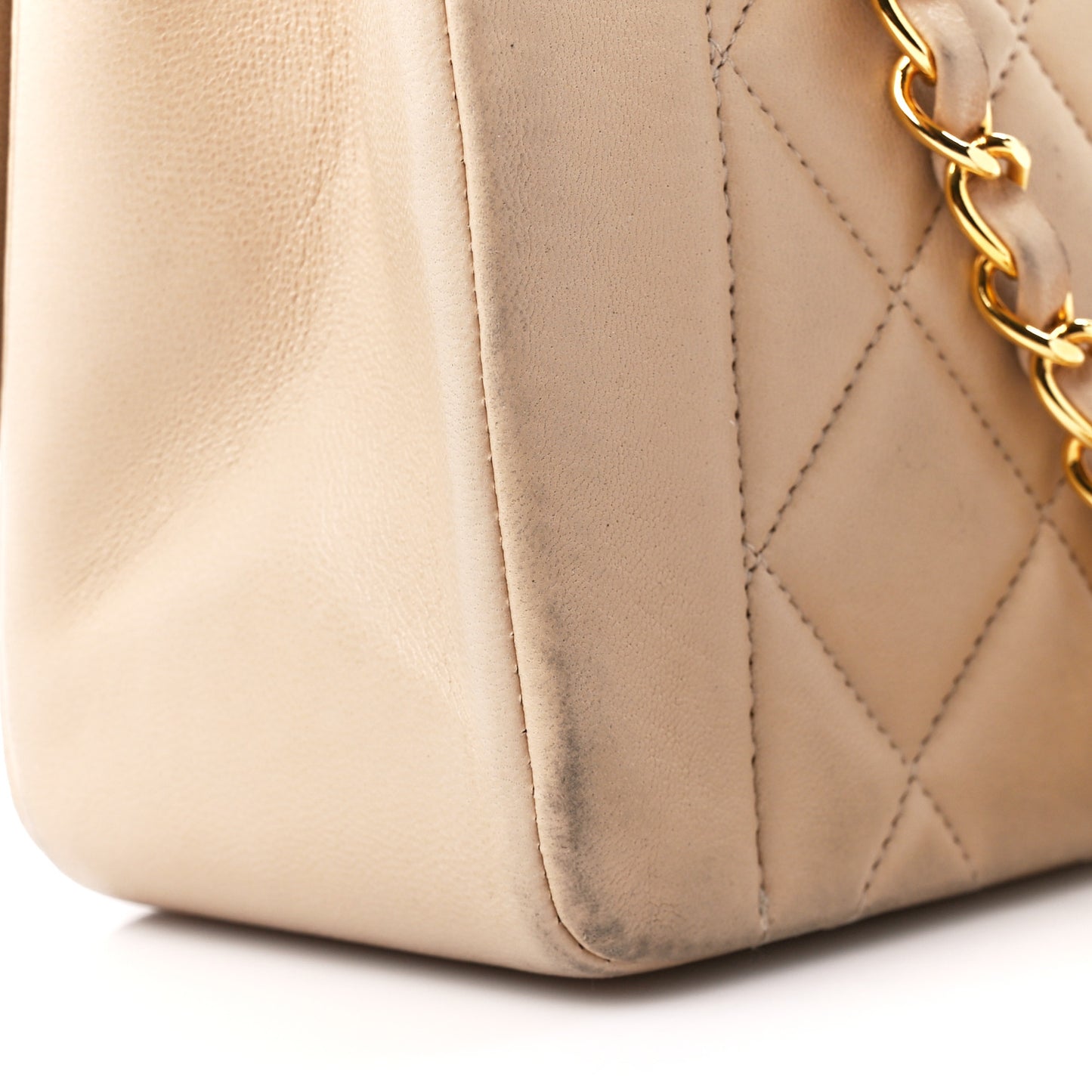 Lambskin Quilted Small Single Flap Beige