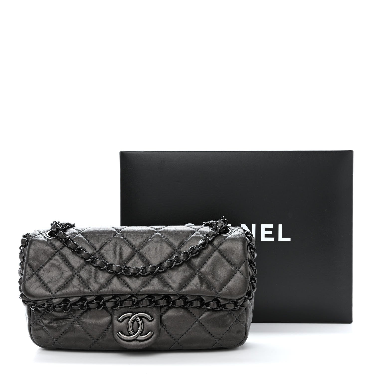 Chanel Calfskin Quilted Small Chain Me Flap Grey 12 of 12