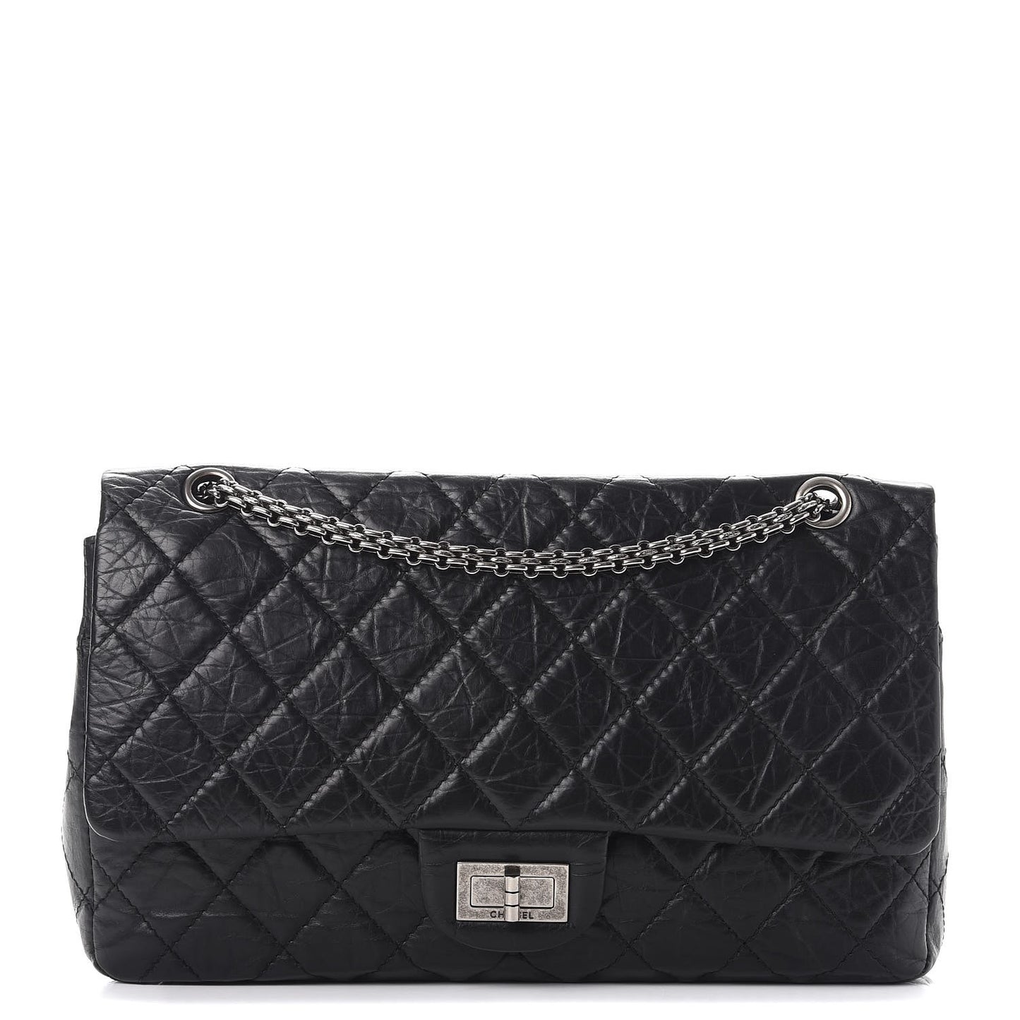 Aged Calfskin Quilted 2.55 Reissue 227 Flap Black