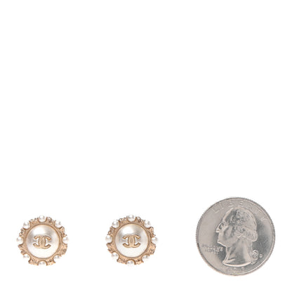 Chanel Metal Pearl CC Round Earrings Gold 2 of 4