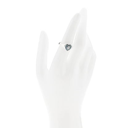 Gucci Sterling Silver Enamel GG Heart Ring 54 6.75 Blue 2 of 5