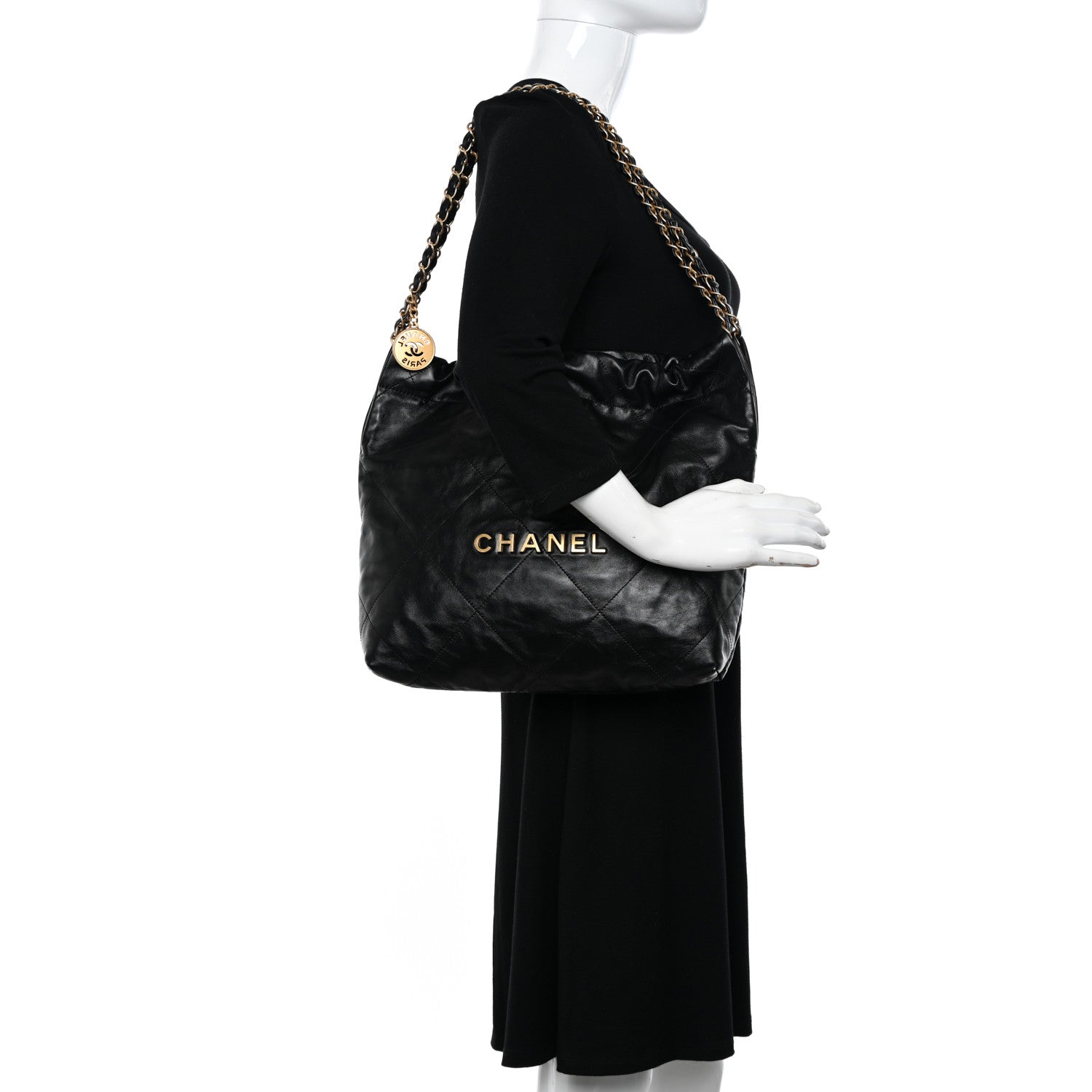 Chanel Shiny Calfskin Quilted Small Chanel 22 Black 2 of 11