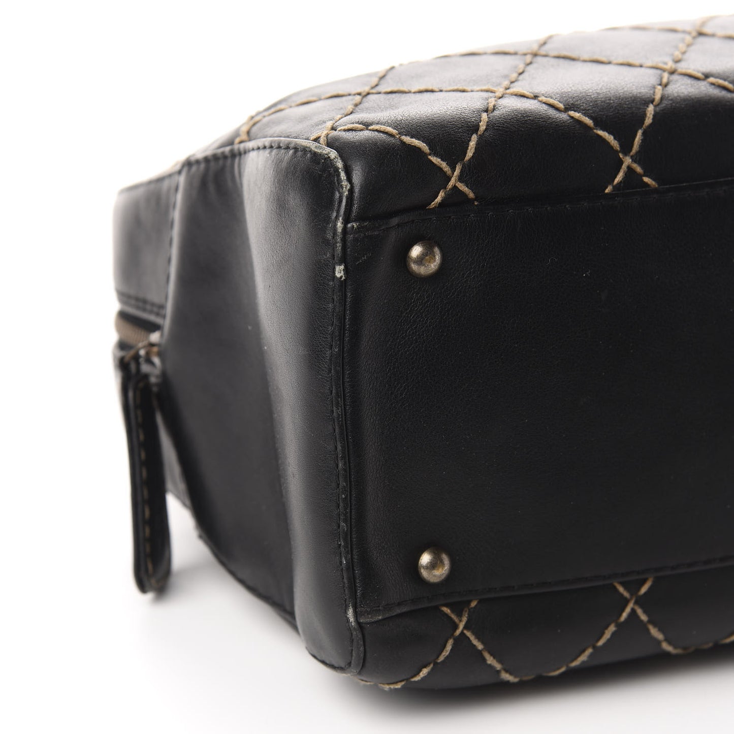 Calfskin Wild Stitch Top Handle Bag Black
