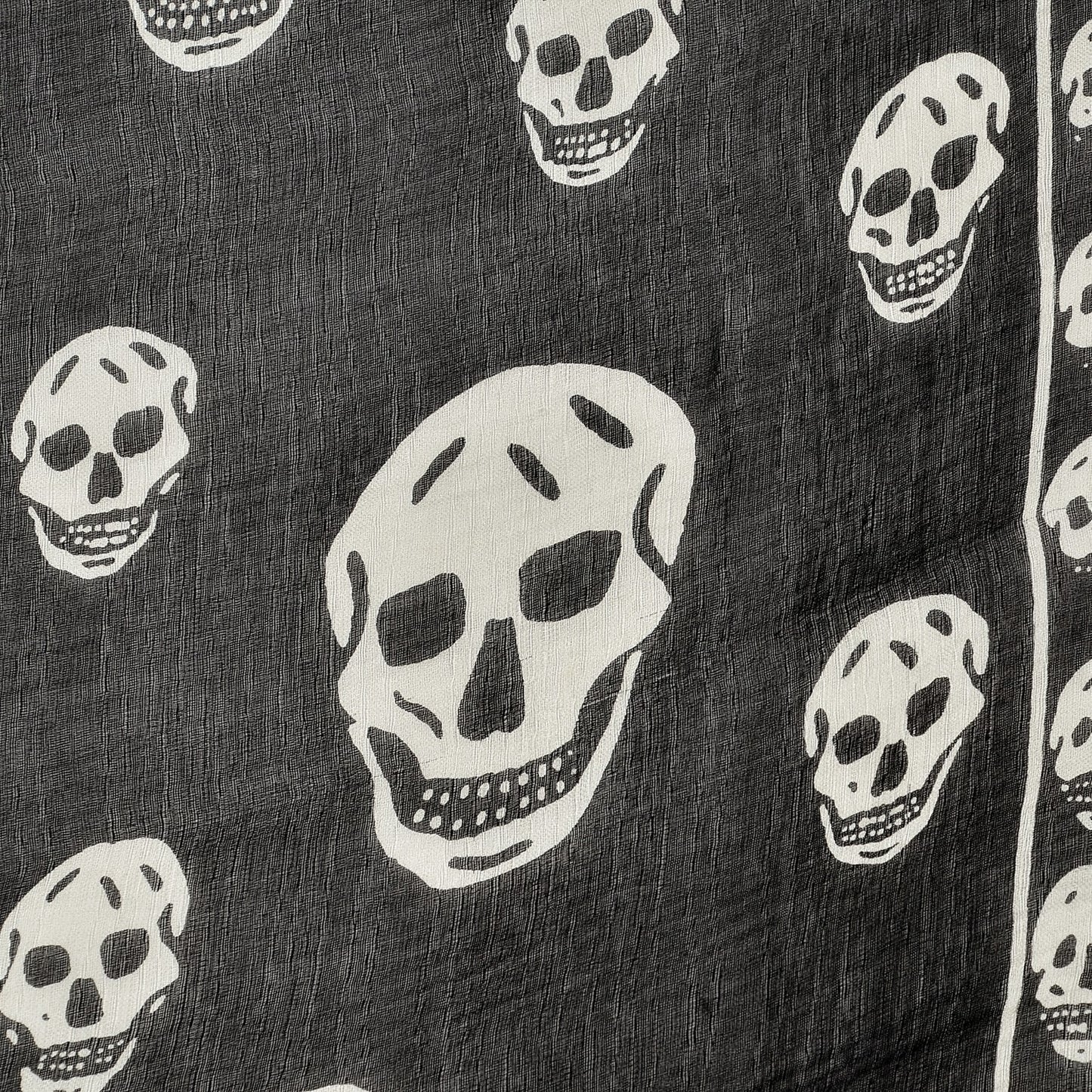 Silk Chiffon Skull Scarf Black Ivory