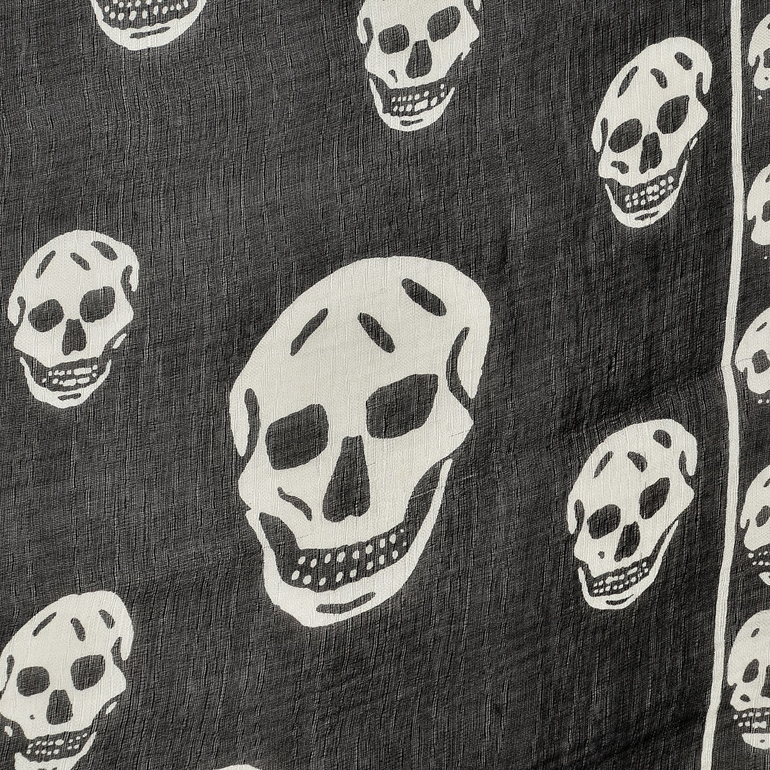 Alexander McQueen Silk Chiffon Skull Scarf Black Ivory 5 of 6