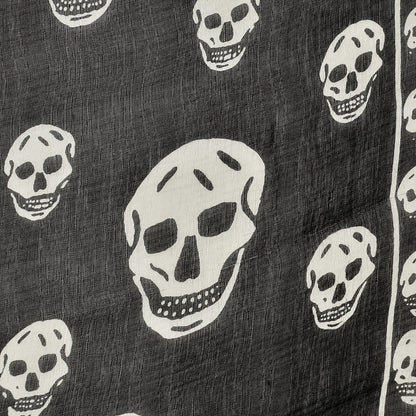 Alexander McQueen Silk Chiffon Skull Scarf Black Ivory 5 of 6