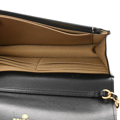 Chanel Lambskin Quilted CC Pearl Crush Wallet on Chain WOC Black 5 of 11