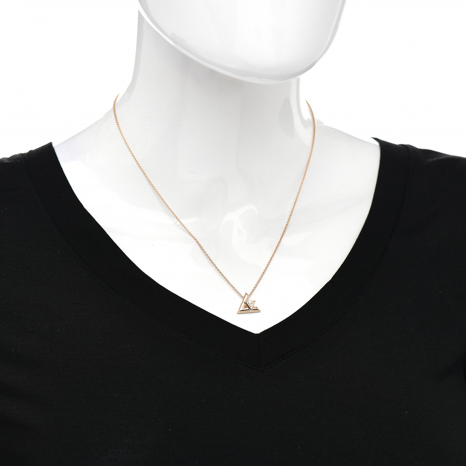 Louis Vuitton 18K Pink Gold Diamond Small LV Volt One Pendant Necklace 2 of 4