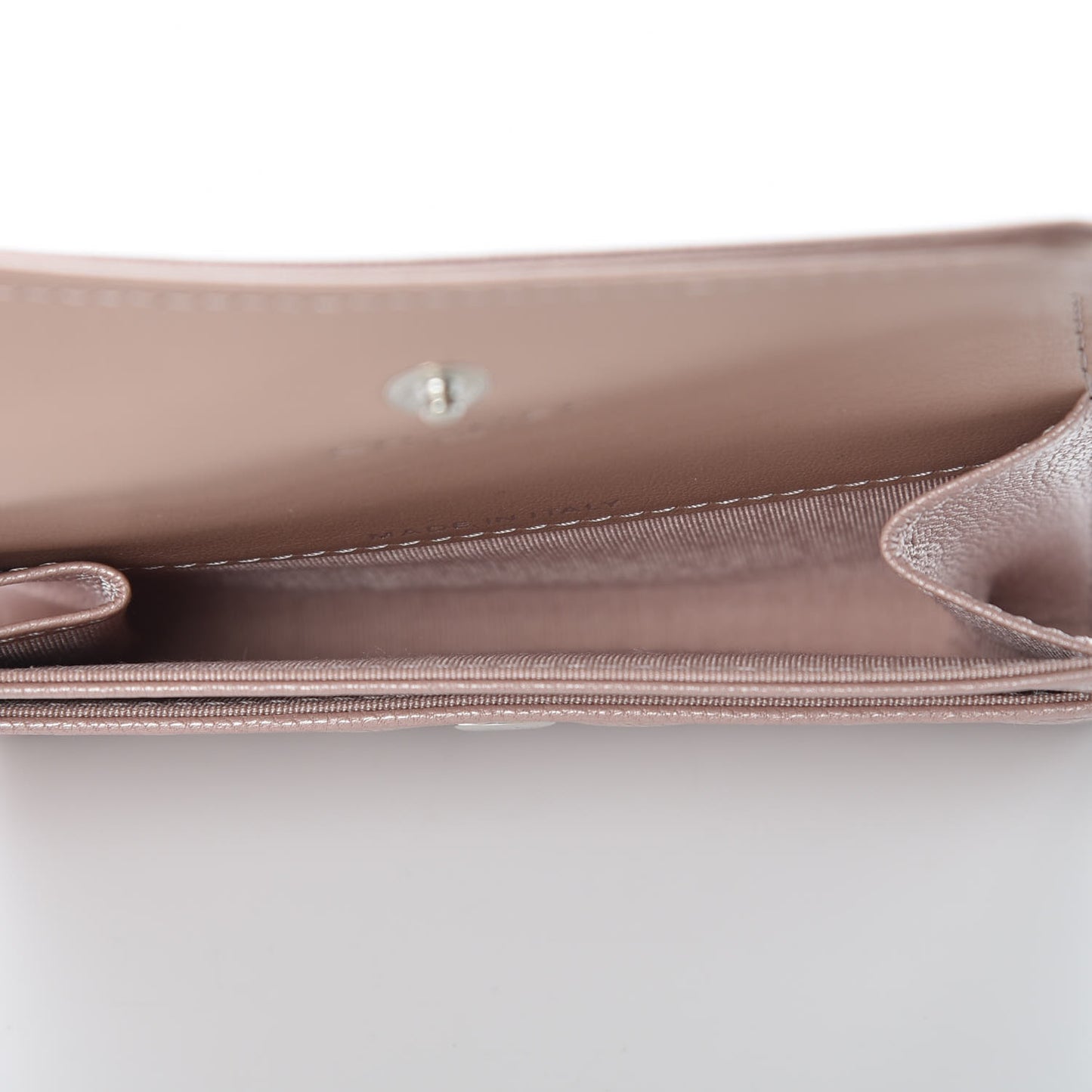 Goatskin Camellia Embossed Card Holder Wallet Light Pink