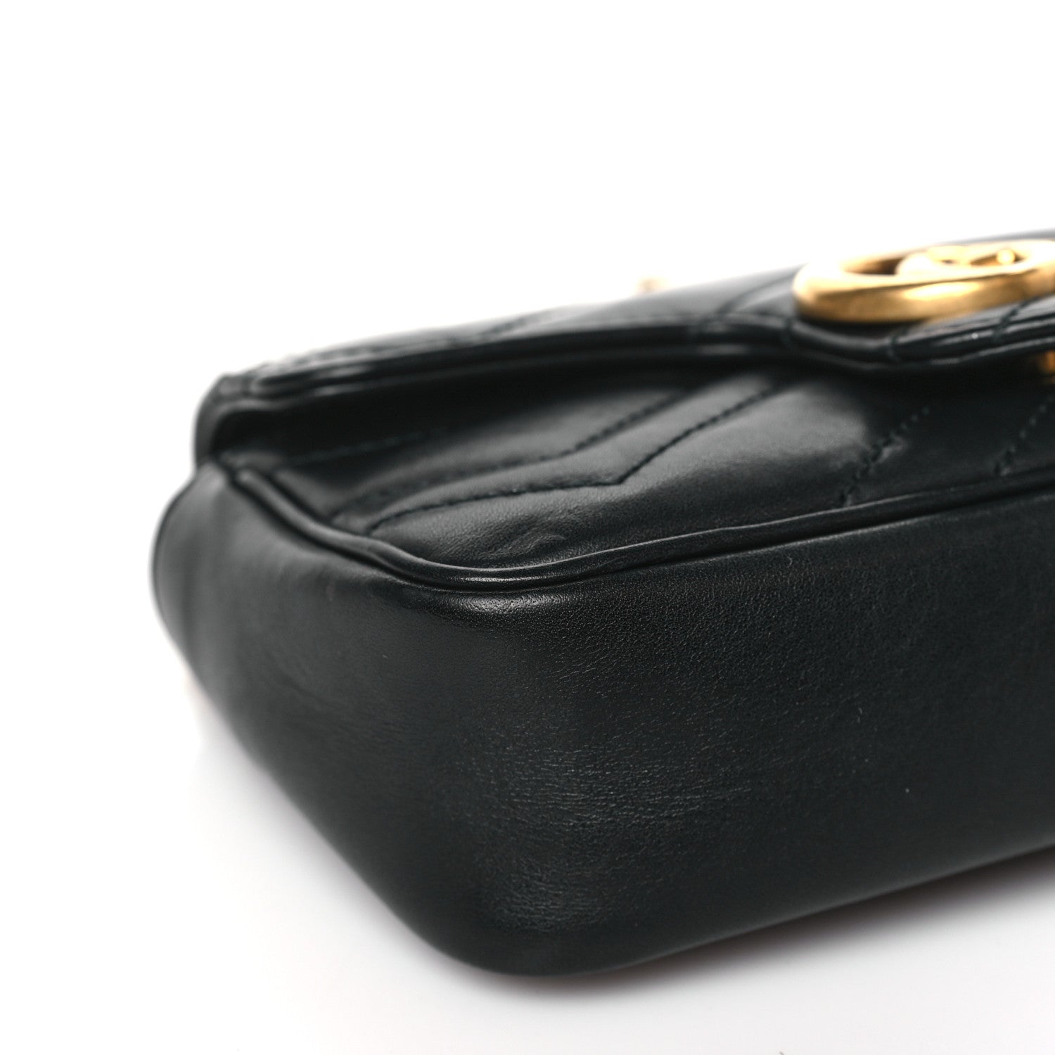 Gucci Calfskin Matelasse Super Mini GG Marmont Shoulder Bag Black 8 of 11