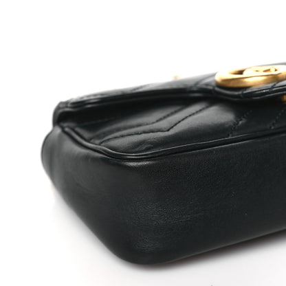 Gucci Calfskin Matelasse Super Mini GG Marmont Shoulder Bag Black 8 of 11