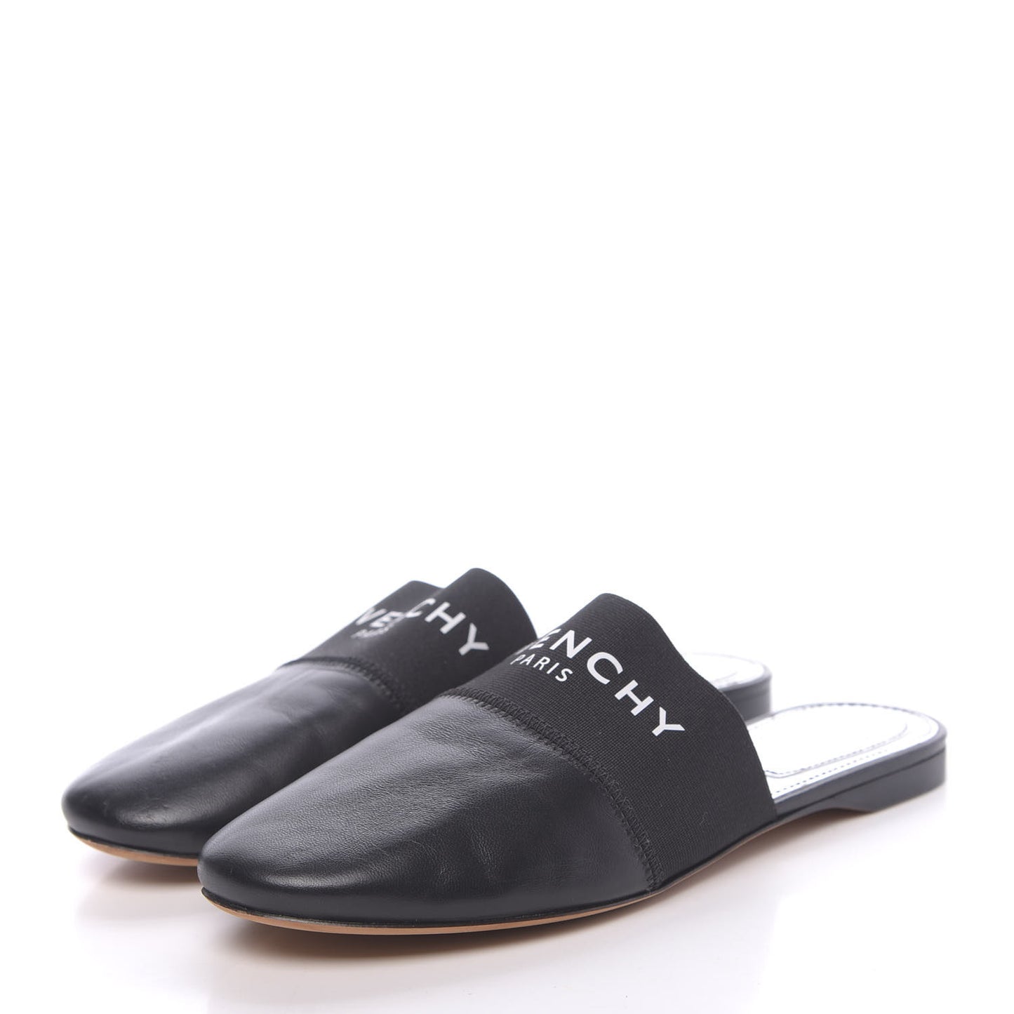 Calfskin Bedford Logo Mule Slides 36.5 Black