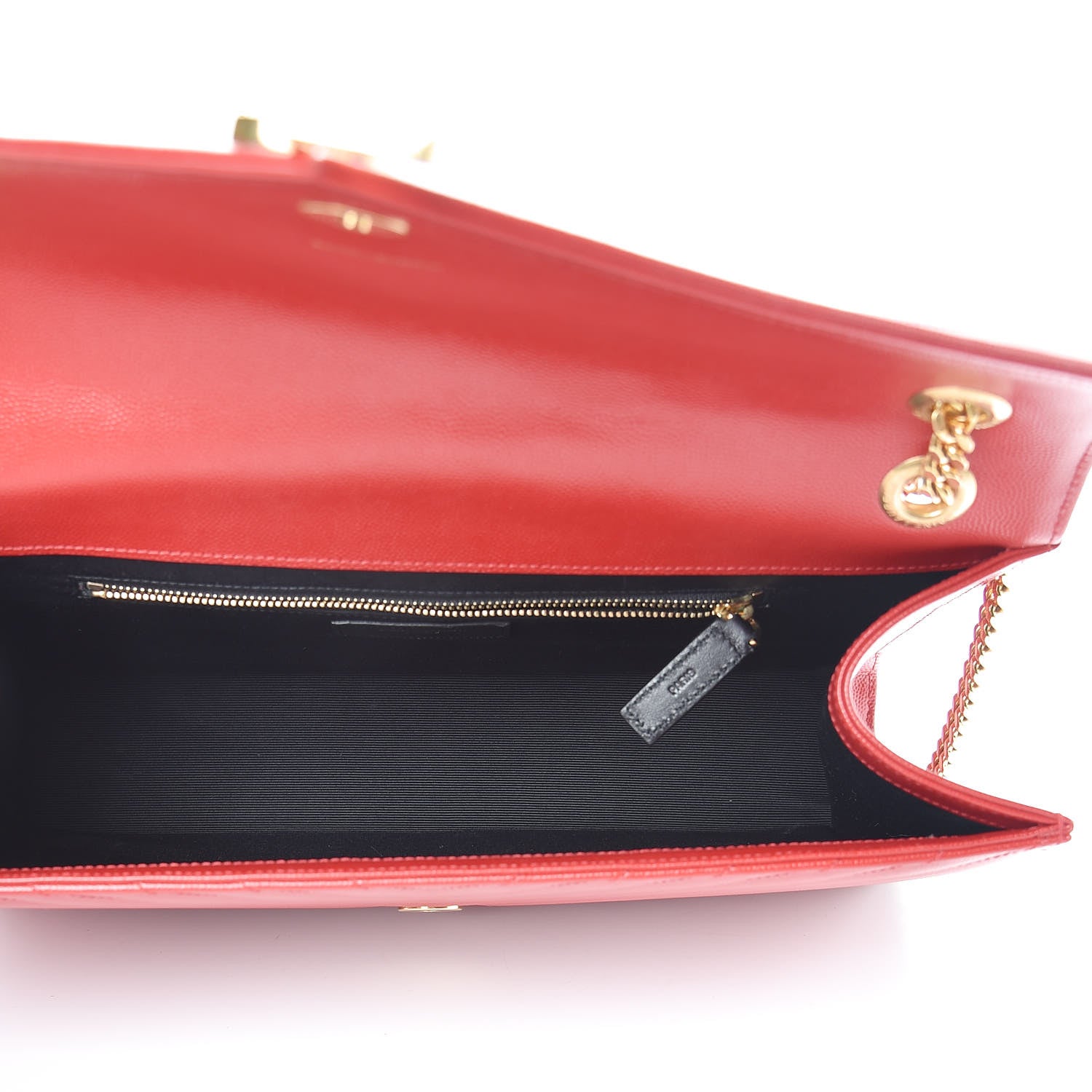 Saint Laurent Grain De Poudre Matelasse Chevron Large Monogram Satchel Lipstick Red 5 of 15