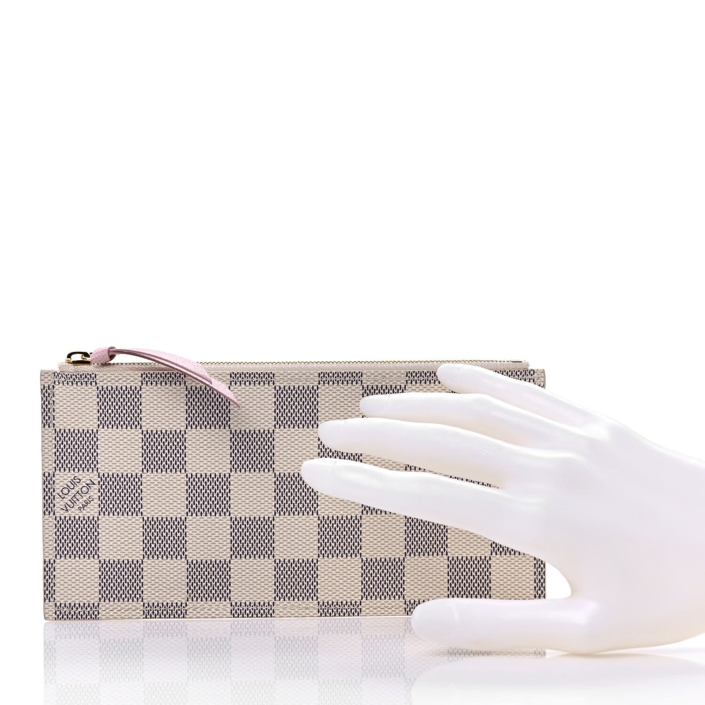 Damier Azur Felicie Chain Wallet Zippered Insert Rose Ballerine