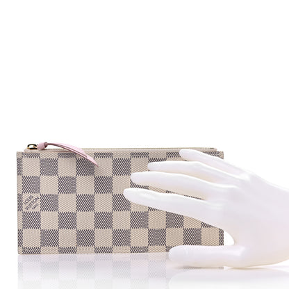 Louis Vuitton Damier Azur Felicie Chain Wallet Zippered Insert Rose Ballerine 2 of 6