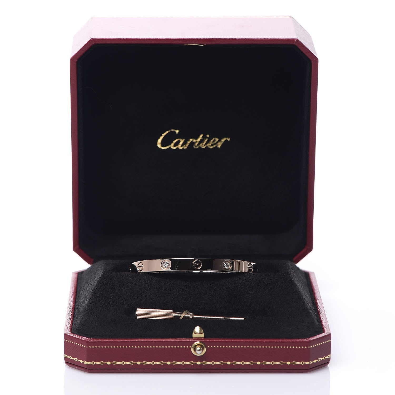 Cartier 18K Pink Gold 4 Diamond LOVE Bracelet 17 7 of 7