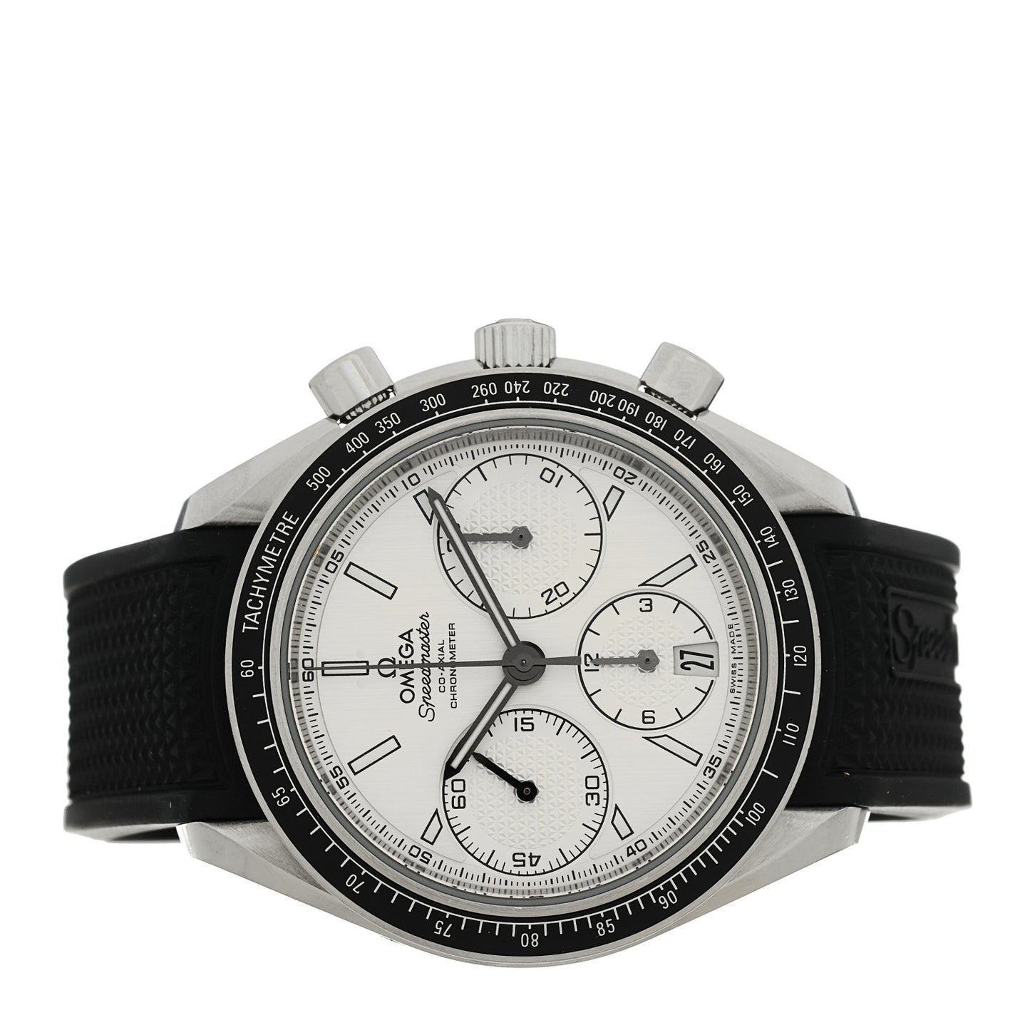 Stainless Steel Rubber 40mm Speedmaster Racing Co-Axial Chronograph Automatic Watch White 326.30.40.50.02.001