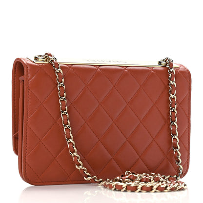 Chanel Lambskin Quilted Trendy CC Wallet On Chain WOC Red 2 of 9