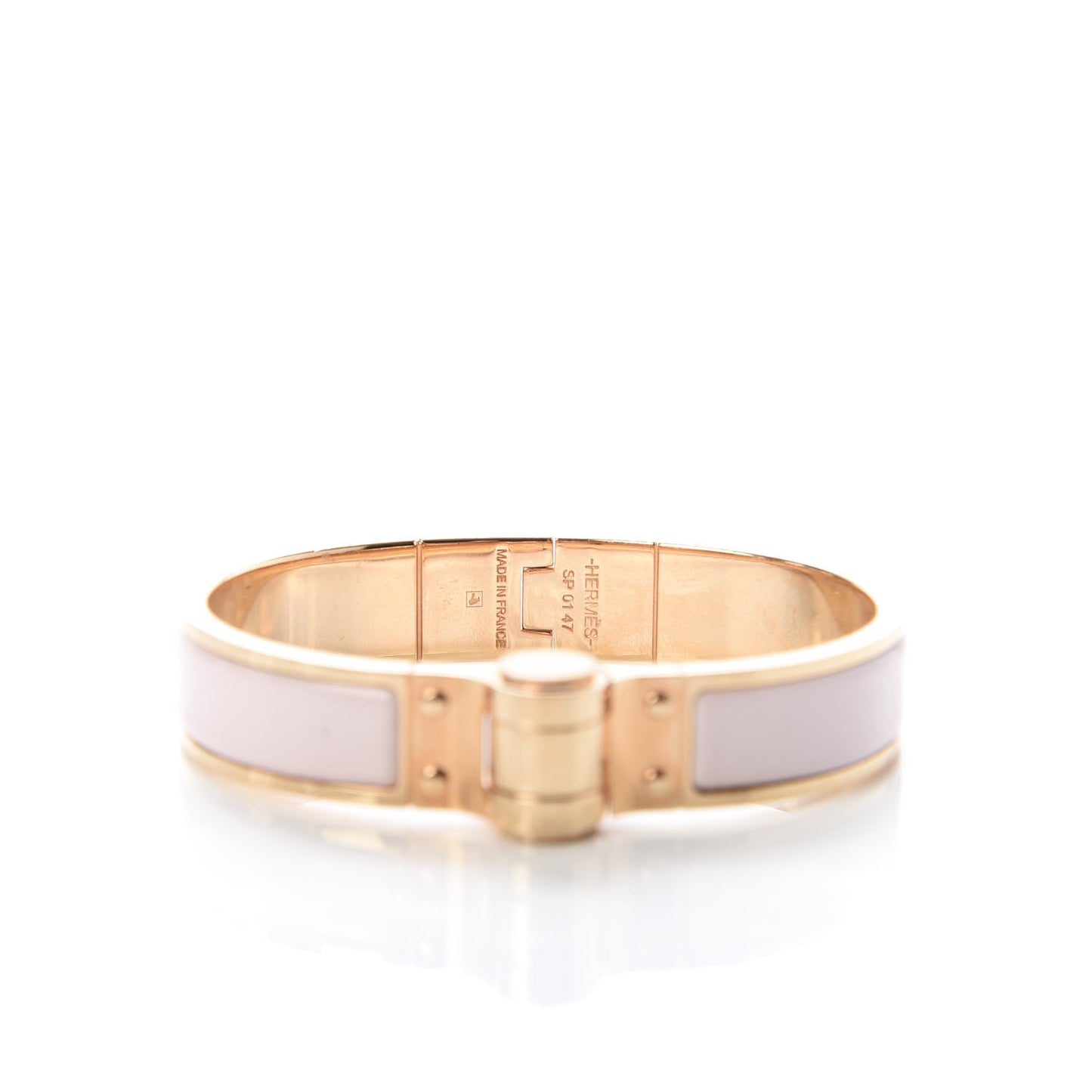 Enamel Charniere Uni Narrow Hinged Bracelet S Rose Candeur