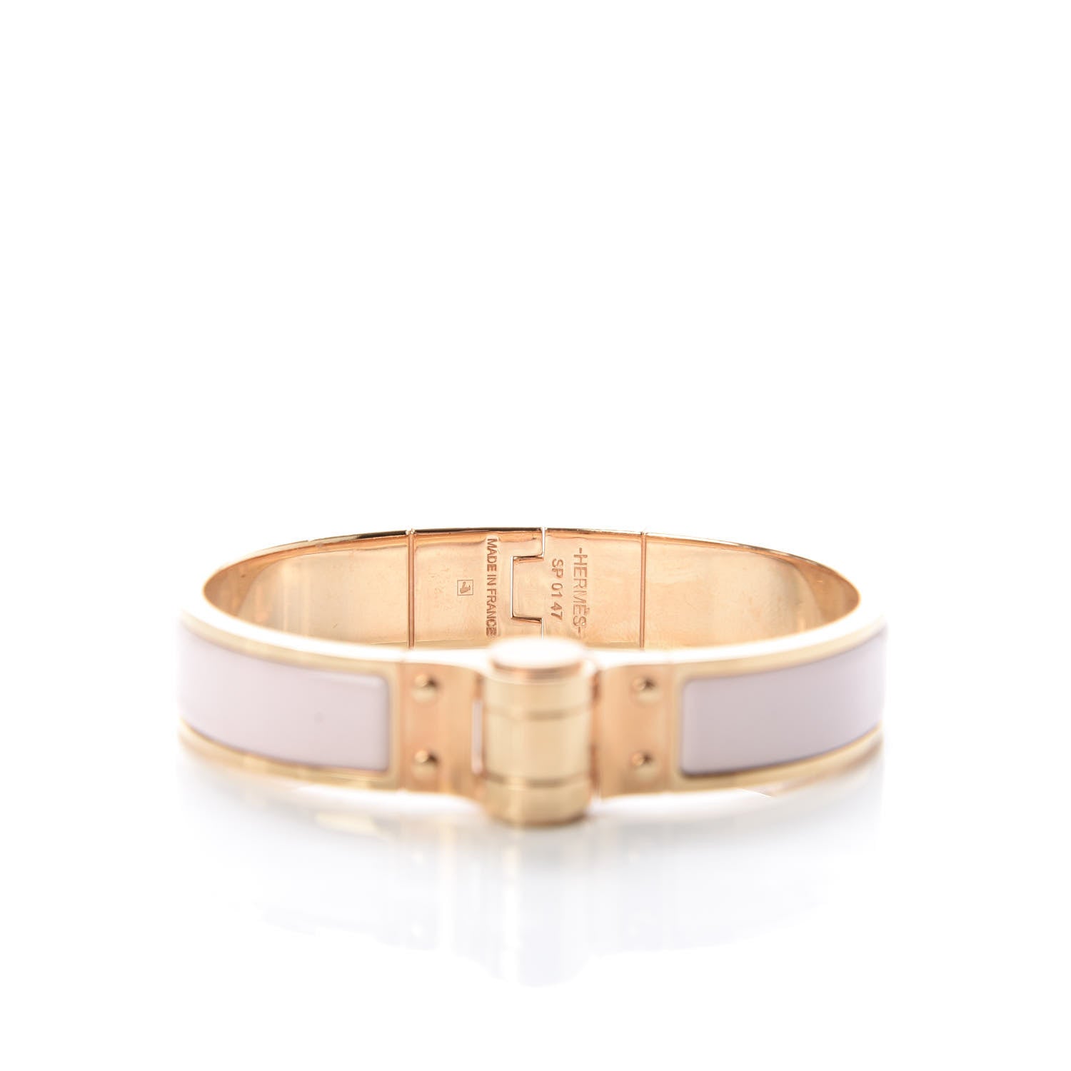 Hermes Enamel Charniere Uni Narrow Hinged Bracelet S Rose Candeur 4 of 4
