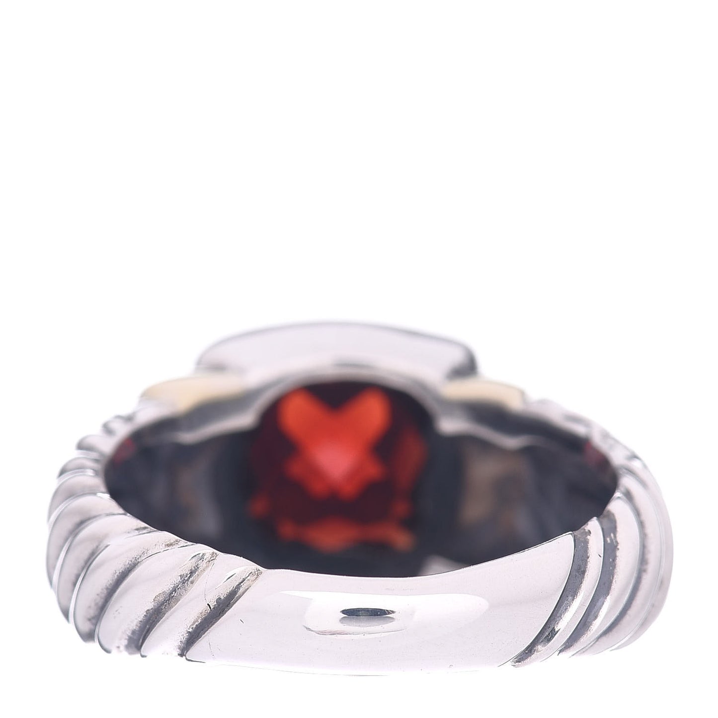 Sterling Silver 14K Yellow Gold Garnet 7mm Noblesse Ring 57 8