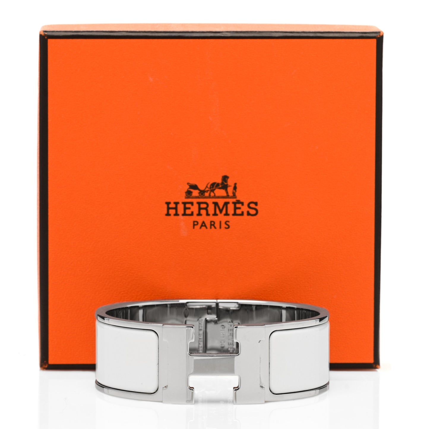 Enamel Wide Clic Clac H Bracelet PM White