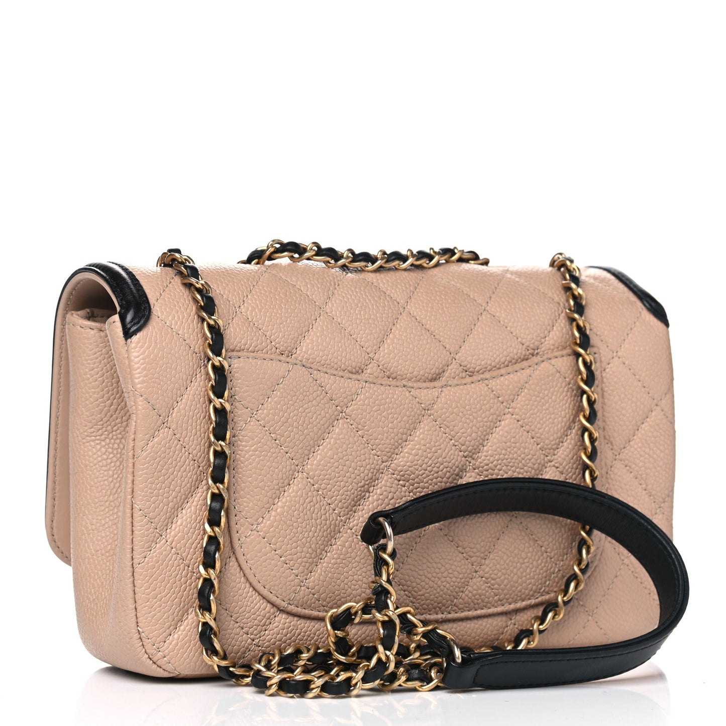 Caviar Quilted Small CC Filigree Flap Beige Black