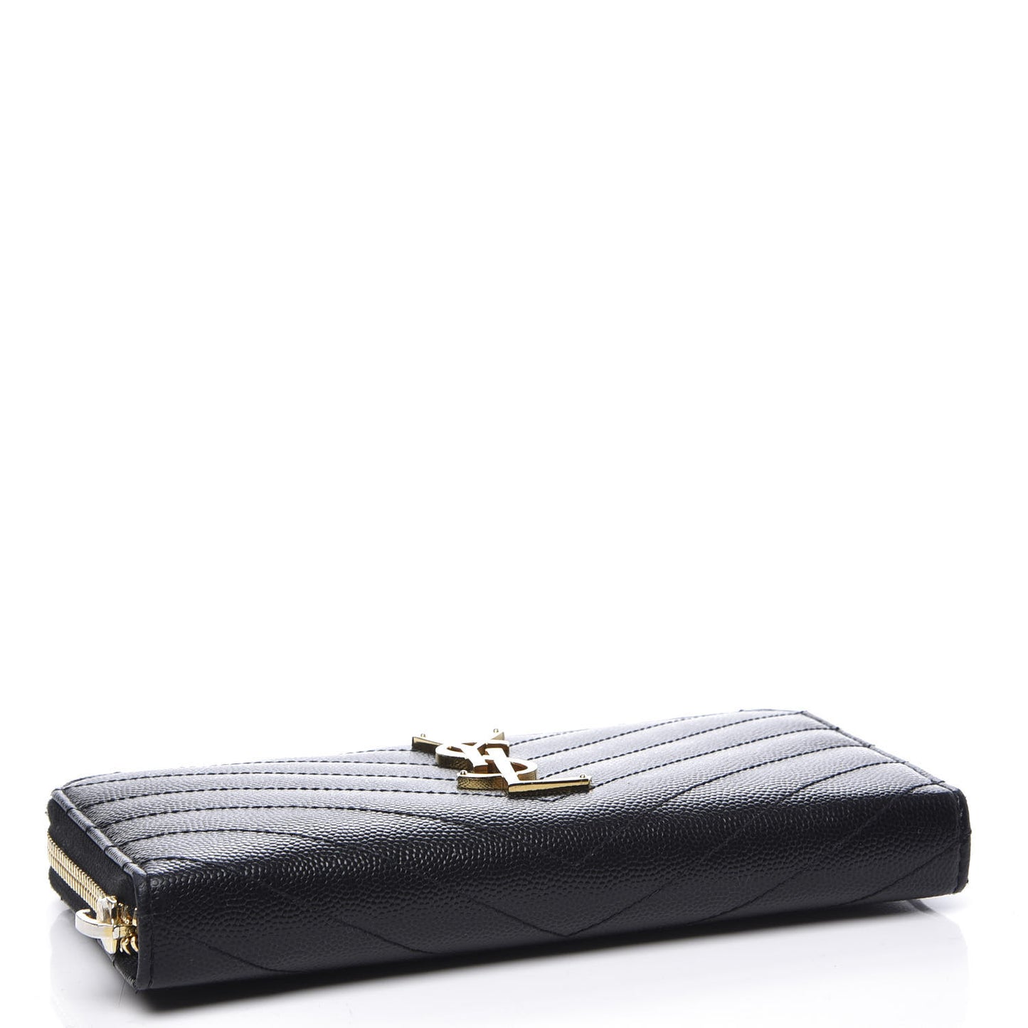 Grain De Poudre Matelasse Chevron Monogram Zip Around Wallet Black