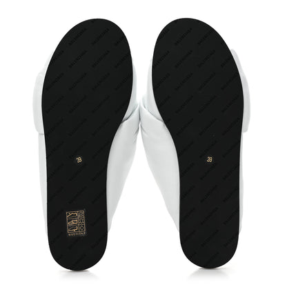 Balenciaga Lambskin Drapy Slide Sandals 39 Optical White 5 of 10