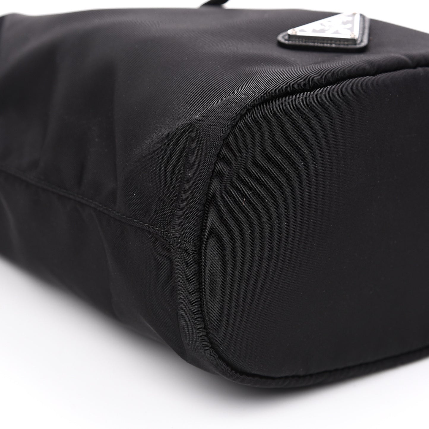 Saffiano Tessuto Nylon Vela Bucket Wristlet Black