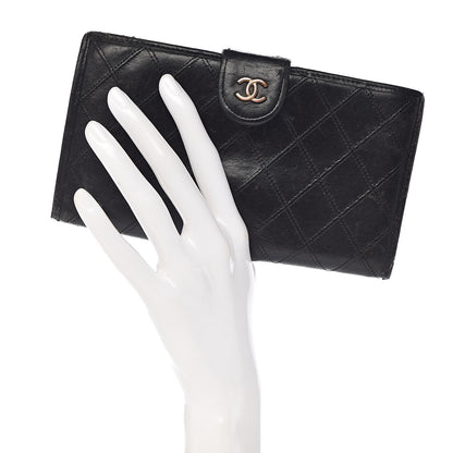 Chanel Lambskin Diamond Stitched French Wallet Black 2 of 19