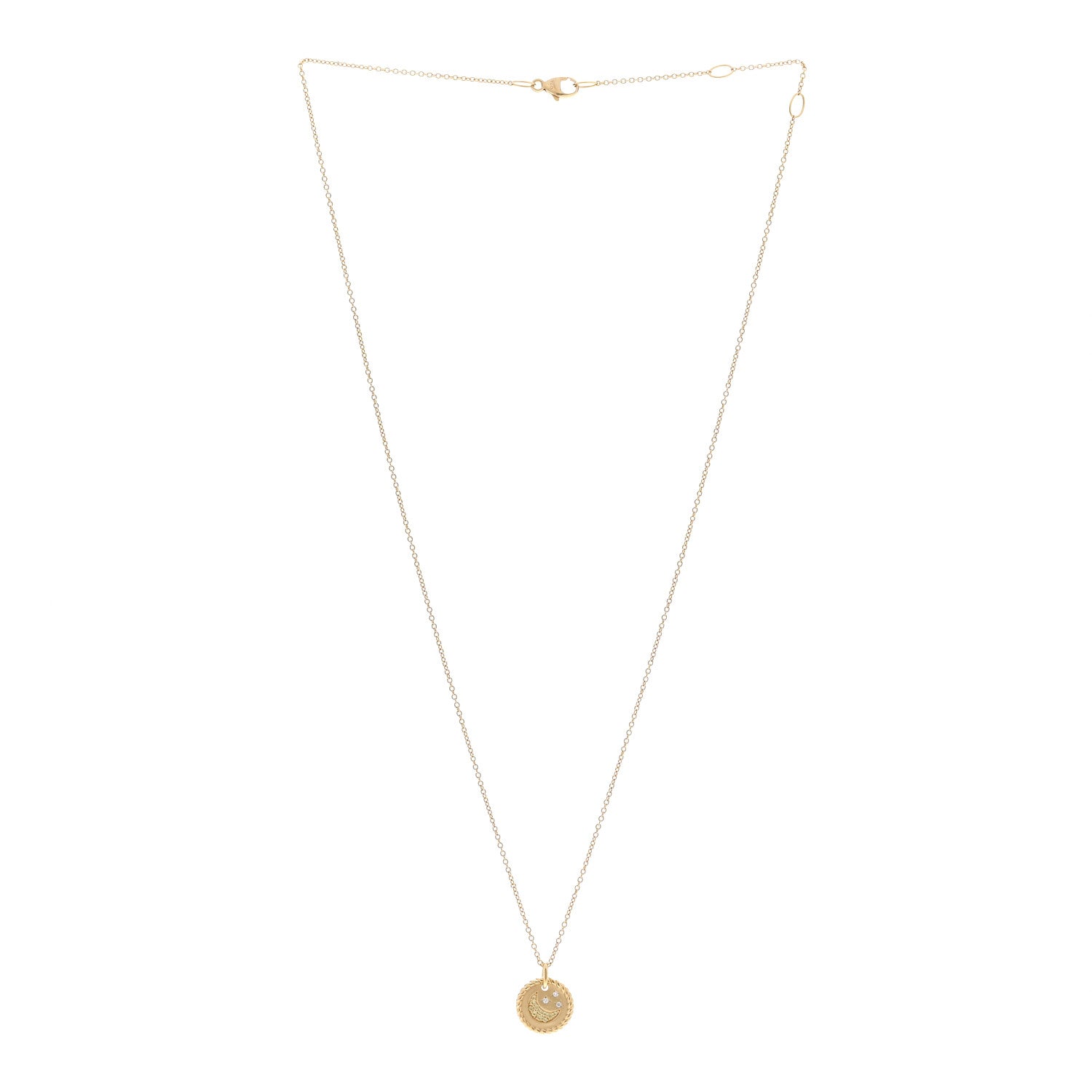 David Yurman 18K Yellow Gold Diamond Yellow Sapphire Cable Collectibles Moon and Stars Pendant Necklace 3 of 6