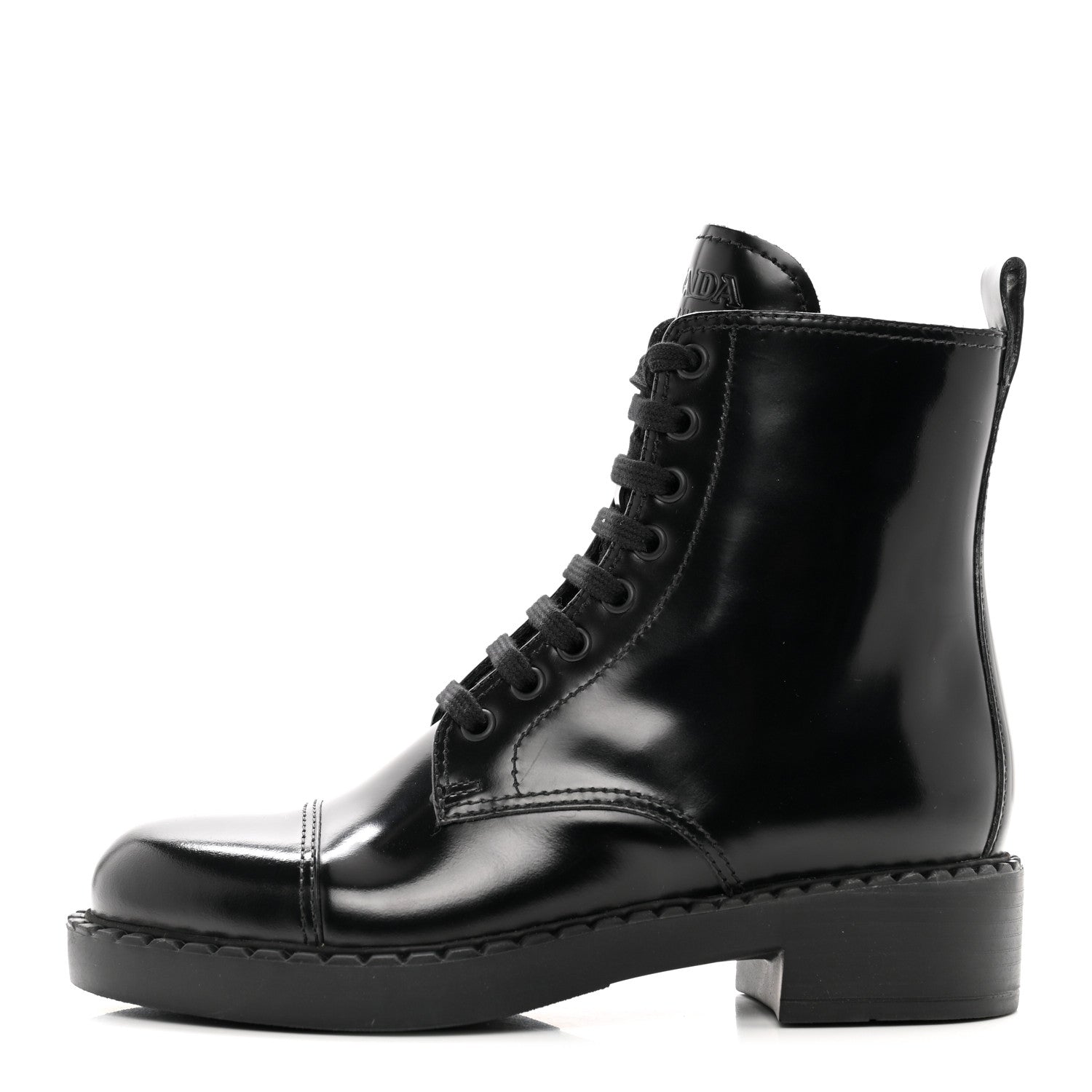 Prada Spazzolato Chocolate 50mm Combat Boots 36 Black 1 of 10