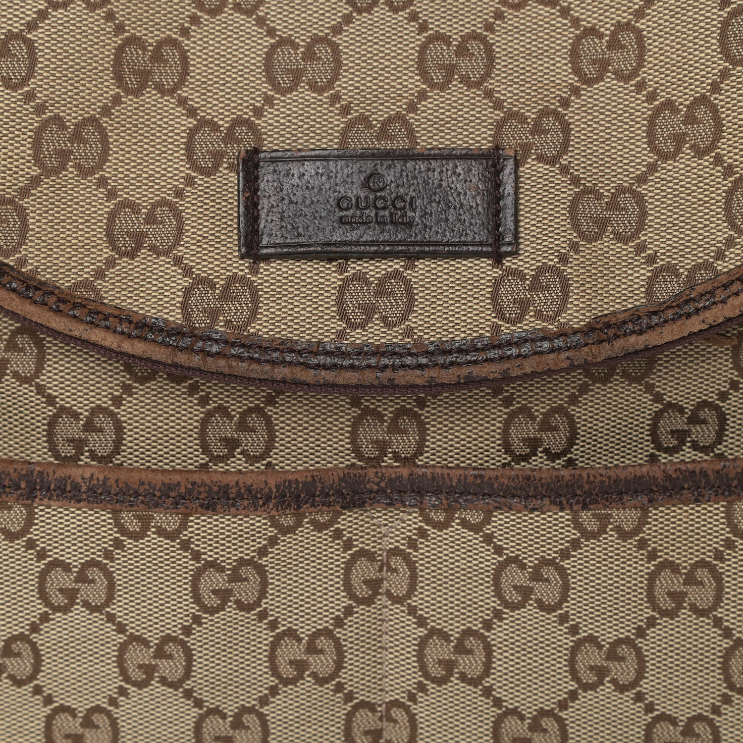 Gucci Monogram Natural Pigskin Large Diaper Bag Beige Ebony Cocoa Dark Chocolate 8 of 9
