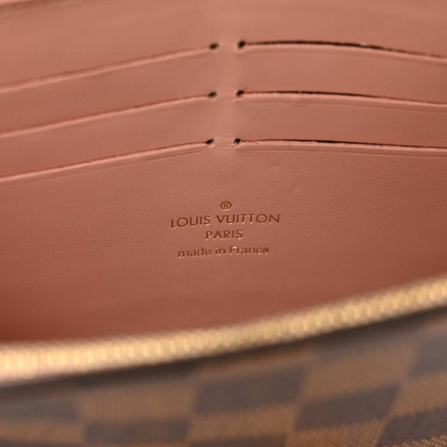 Damier Ebene Croisette Chain Wallet Magnolia