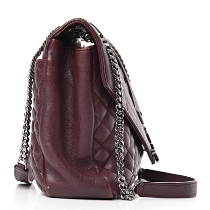 Saint Laurent Calfskin Mixed Matelasse Triquilt Large Monogram Envelope Satchel Bordeaux 26 of 34