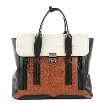 3.1 Phillip Lim 3.1 Textured Calfskin Large Pashli Satchel Brown 1 of 7