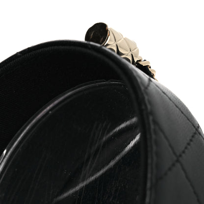 Chanel Lambskin Quilted Round Vanity Case With Chain Black 11 of 12