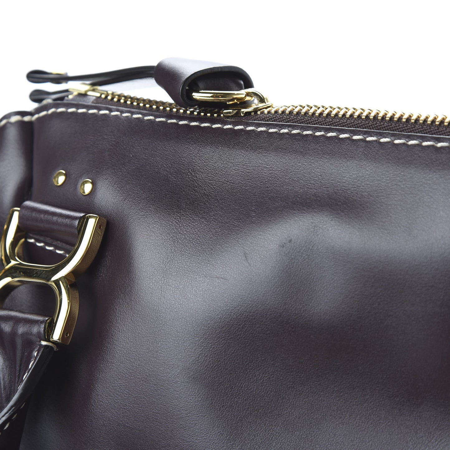 Smooth Calfskin Small Marcie Satchel Black Raisin