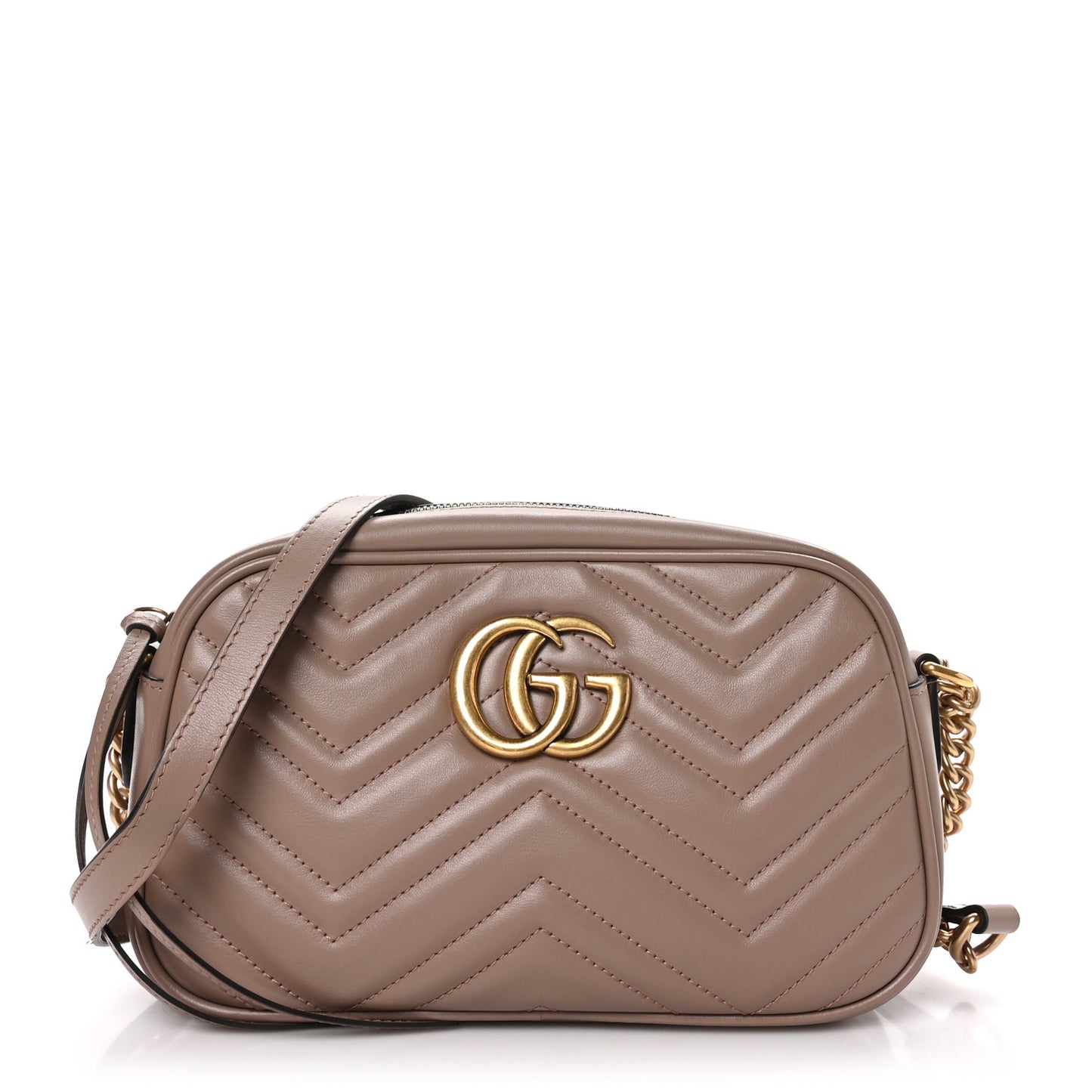 Calfskin Matelasse Small GG Marmont Chain Shoulder Bag Porcelain Rose