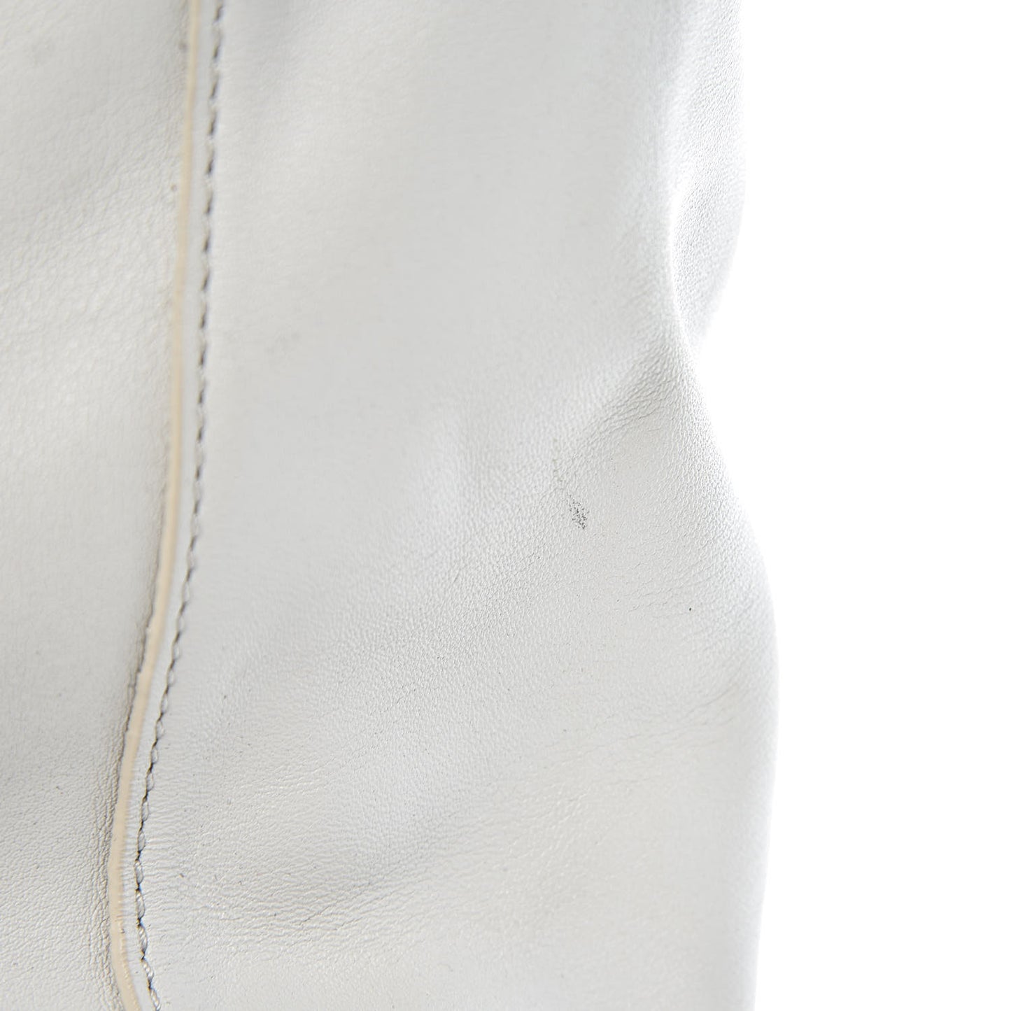 Pebbled Calfskin Prisma Skeletal Tote White