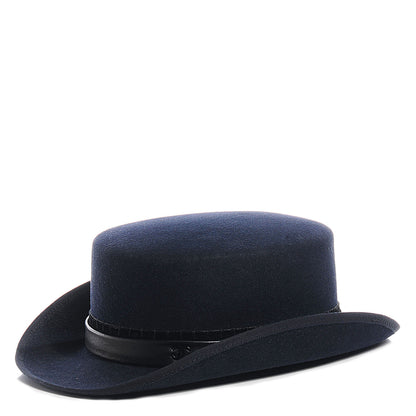 Chanel Rabbit Fur Felt Lambskin Ribbon Paris Dallas Hat Small Navy 1 of 7